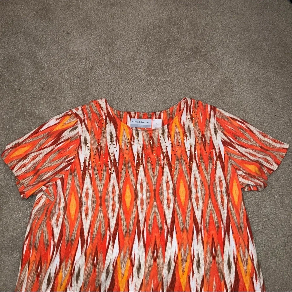 Alfred Dunner Orange, White & Maroon Shirt size PL - Picture 4 of 9